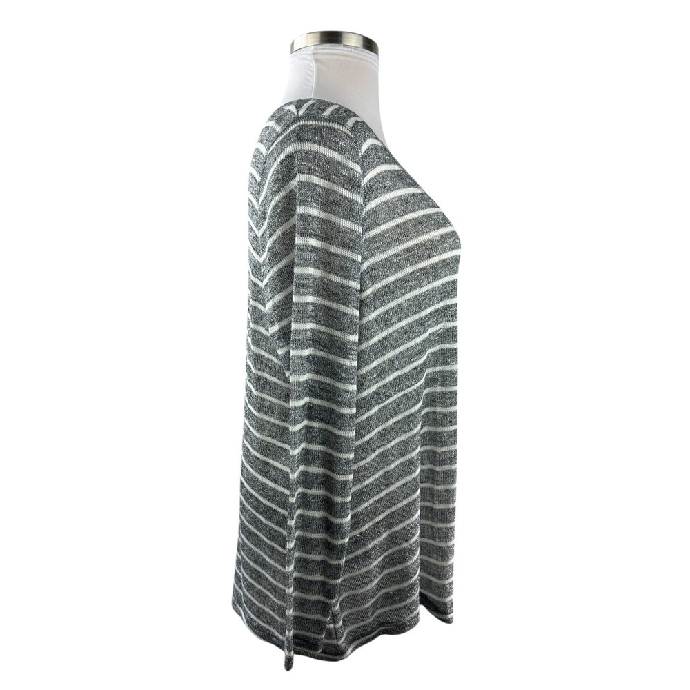 ✨2/$20 NWT Lane Bryant Sheer Metallic Striped Top Silver Shimmer Plus Size 18/20 - Picture 12 of 16